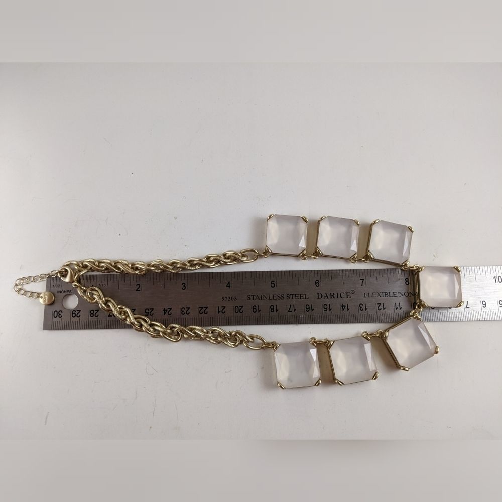 Loft Clear Square Gold Tone Statement Necklace - image 7